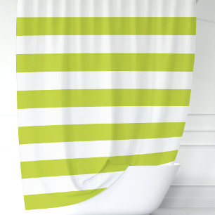 Rideaux De Douche Vert citron et blanc rayures larges modernes