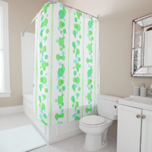 Rideaux De Douche Vert de chaux, Aqua et bulles bleues