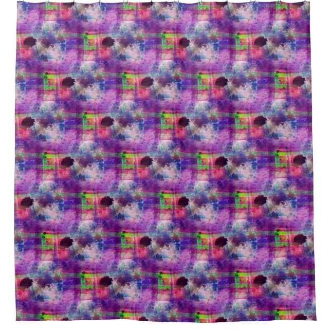 Rideaux De Douche Vert de conception, aquarelle pourpre de texture (Devant)