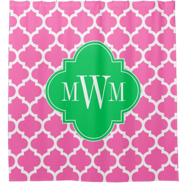 Rideaux De Douche Vert émeraude rose chaud Wharo marocain #5 3I Mono (Devant)