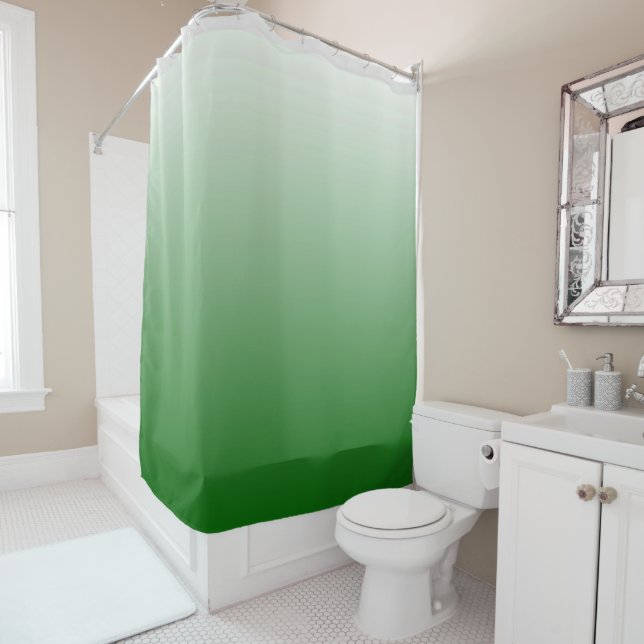 Rideaux De Douche Vert foncé dégradant (En situation)
