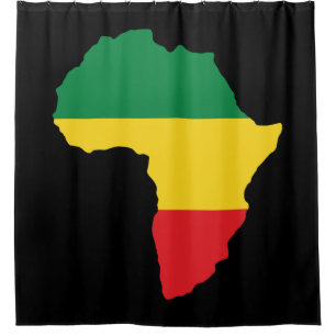 Rideaux De Douche Vert, or et drapeau rouge de l'Afrique
