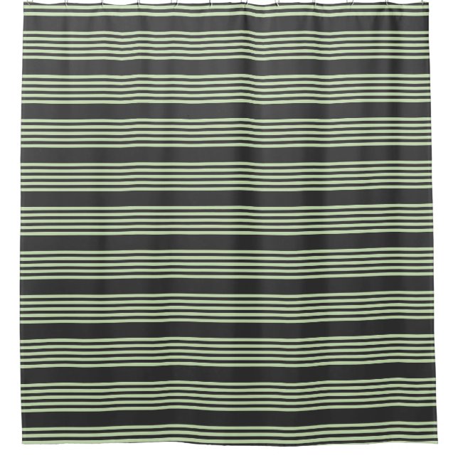 Rideaux De Douche Vert pâle et charbon cinq bandes motif (Devant)