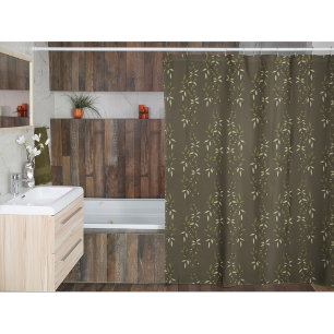 Rideaux De Douche Vert sauge aquarelle motif olivier campagne frança