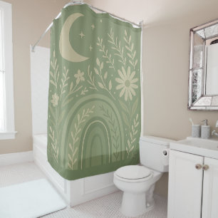 Rideaux De Douche Vert sauge Boho