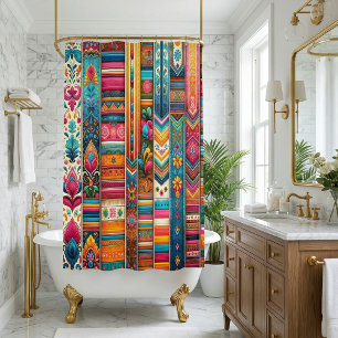 Rideaux De Douche Vibrant Boho Stripes : Art Textile Eclectique