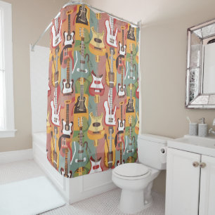 Rideaux De Douche Vibrant Guitare multicolore Style musical