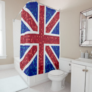 Rideaux De Douche Vibrant Mosaic Union Jack Drapeau Vitrage