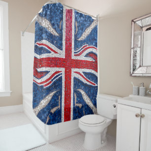 Rideaux De Douche Vibrant Mosaic Union Jack Drapeau Vitrage