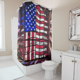 Rideaux De Douche Vibrant Mosaïque Drapeau Américain Vibré