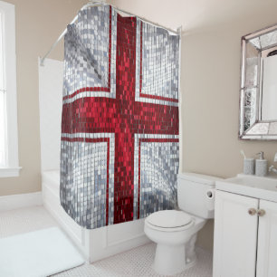 Rideaux De Douche Vibrant Mosaïque St. George's Drapeau en verre ten