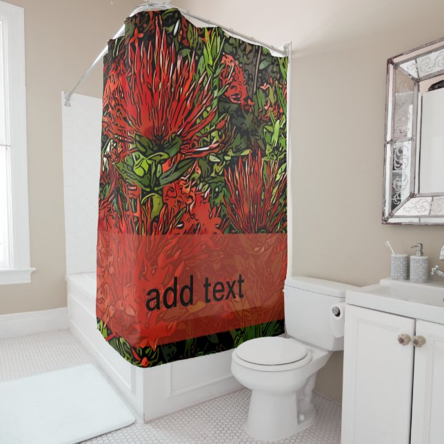 Rideaux De Douche Vibrant Rouge Orange Firebush (En situation)