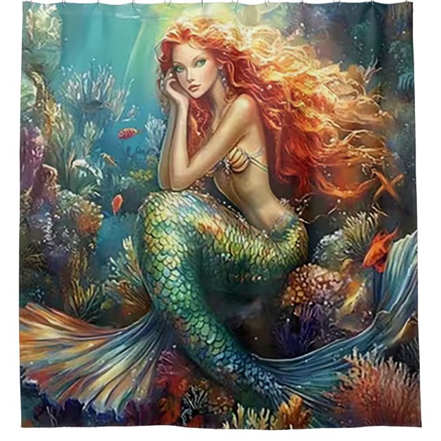 Rideaux De Douche Vibrant Underwater Mermaid (Devant)