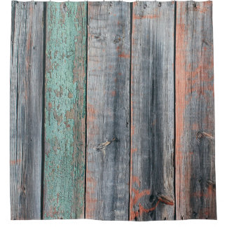 Rideaux De Douche Vieille clôture en bois peinte de couleur différen
