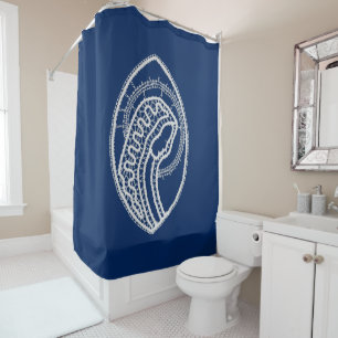 Rideaux De Douche Vierge Marie, dentelle blanche, bleu marine
