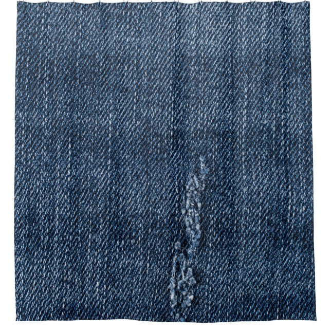 Rideaux De Douche Vieux denim déchiré : texture de jeans. (Devant)