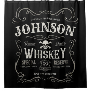 Rideaux De Douche Vieux Étiquette Whiskey Personnalisé Vintage Liquo