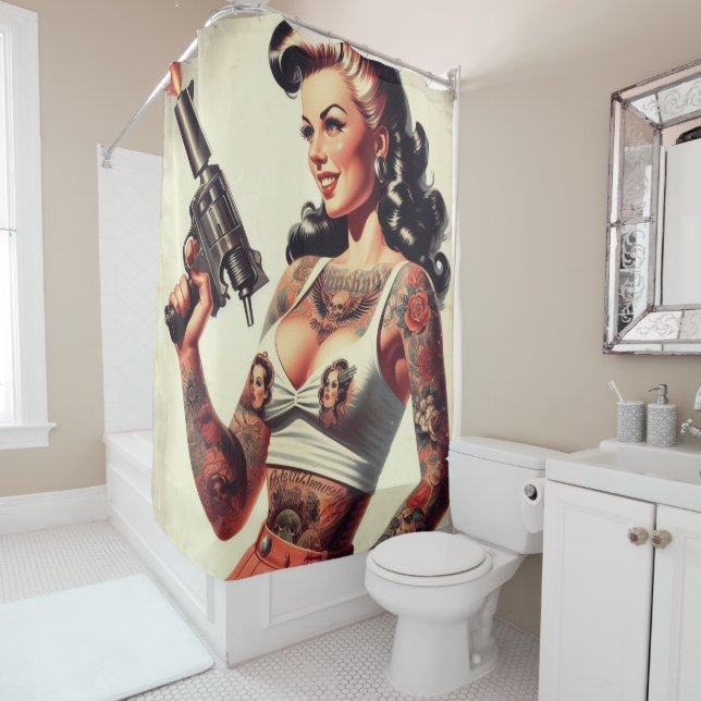 Rideaux De Douche Vieux Tattoo Hot Girl (En situation)