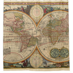Rideaux De Douche Vieux World Map By Nicolaas Visscher