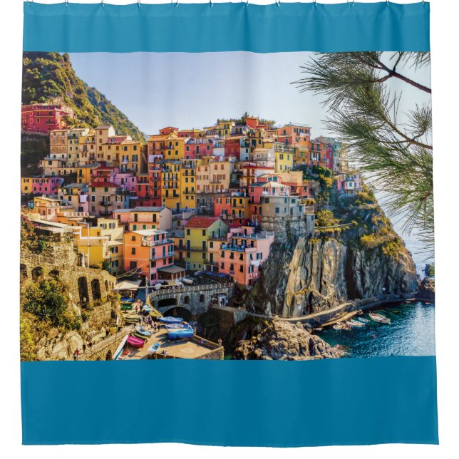 Rideaux De Douche Village Pittoresque, Cinque Terre, Ligurie, Italie (Devant)