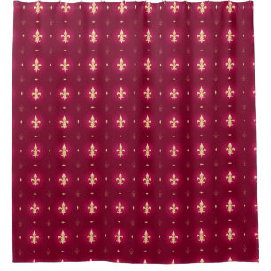 Rideaux De Douche Vin rouge et Gold Fleur De Lis Curtain