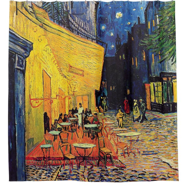 Rideaux De Douche Vincent Van Gogh - Café Terrasse En Nuit Art (Devant)