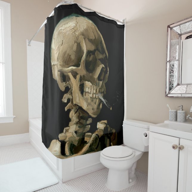 Rideaux De Douche Vincent van Gogh - Crâne avec cigarette brûlante (En situation)