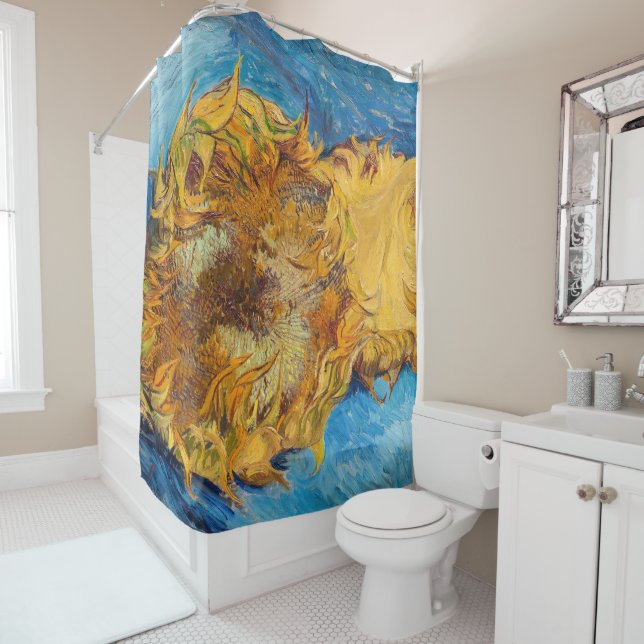 Rideaux De Douche Vincent van Gogh - Deux tournesols coupés (En situation)