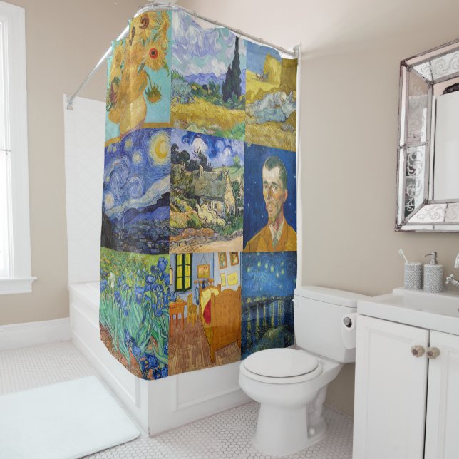 Rideaux De Douche Vincent Van Gogh - Masterpieces Patchwork (En situation)