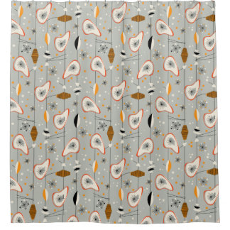 Rideaux De Douche Vintage 1950 Atomique Mid-Century Design Sho