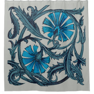 Rideaux De Douche vintage blue antiflower graphic