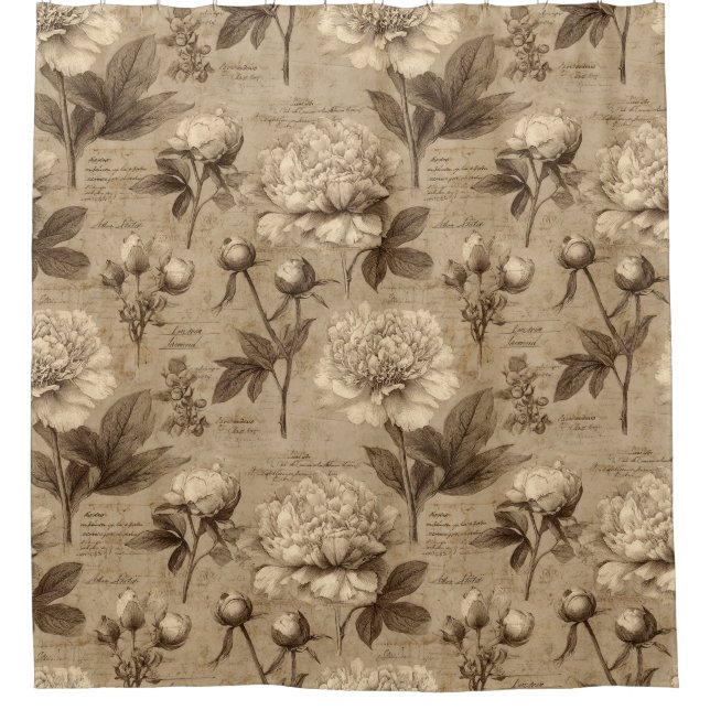 Rideaux De Douche Vintage Botanical Floral Pattern (2) (Devant)