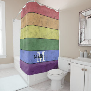 Rideaux De Douche Vintage drapeau LGBT orgueil écarlate arc-en-ciel 