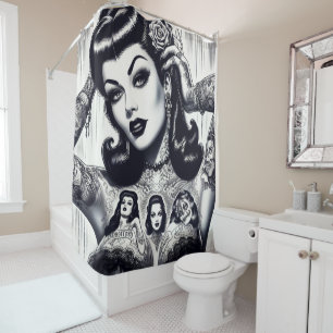 Rideaux De Douche Vintage fille Goth tatouée