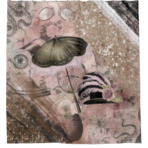 Rideaux De Douche Vintage Grunge Steampunk Glam Casquette victorien