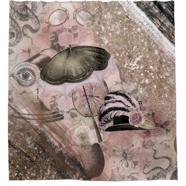 Rideaux De Douche Vintage Grunge Steampunk Glam Casquette victorien (Devant)