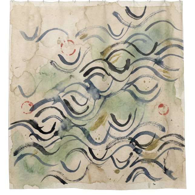 Rideaux De Douche Vintage Japanese Calligraphy Art (6) (Devant)