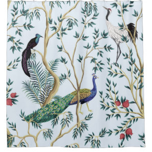 Rideaux De Douche Vintage jardin grenade arbre fruitier, oiseau exot