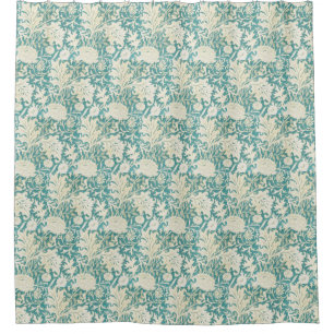 Rideaux De Douche Vintage John Henry Dearle Aqua Motif Floral