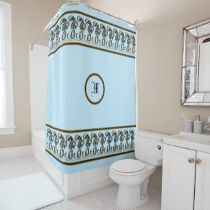 Rideaux De Douche Vintage Ocean Beach Nautique Seahorse Frieze