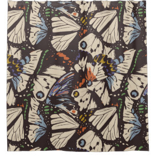 Rideaux De Douche Vintage papillons surface motif. Coloré, t