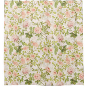 Rideaux De Douche Vintage Peach Rococo Roses Jardin de luxe 1