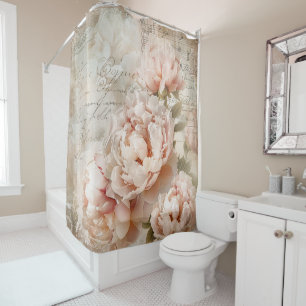 Rideaux De Douche Vintage Peony Elegance