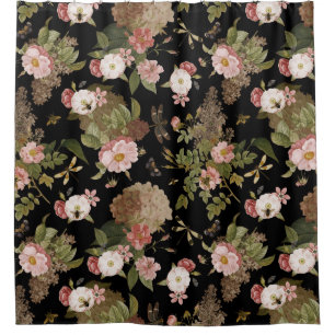 Rideaux De Douche Vintage Redouté Roses Et Fleurs Rococo Garden 1