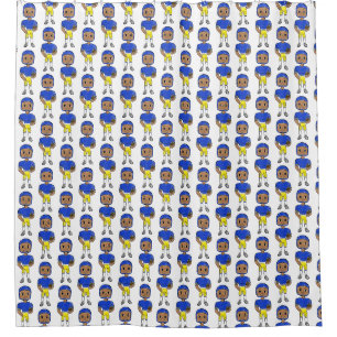 Rideaux De Douche vintage retro joueur de football bleu jaune simple