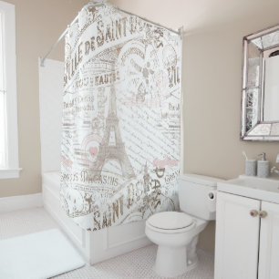 Rideaux De Douche Vintage Romance Collage rose ID226