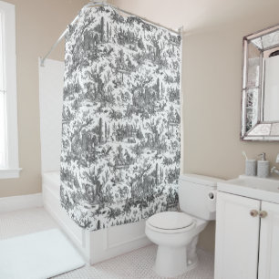 Rideaux De Douche Vintage Rustique Ferme Français Toile-Noir & Blanc