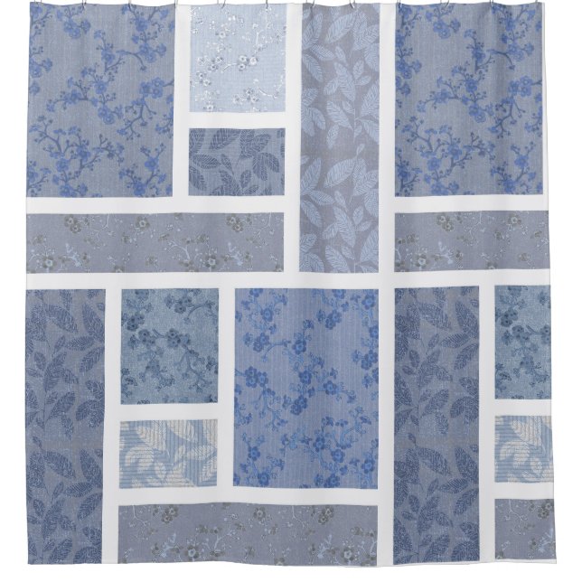 Rideaux De Douche Vintage surface de la côte marine bleu indigo  (Devant)