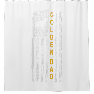 Rideaux De Douche Vintage USA American Flag Golden Retriever Dad