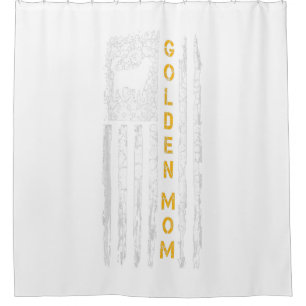 Rideaux De Douche Vintage USA American Flag Golden Retriever Mom